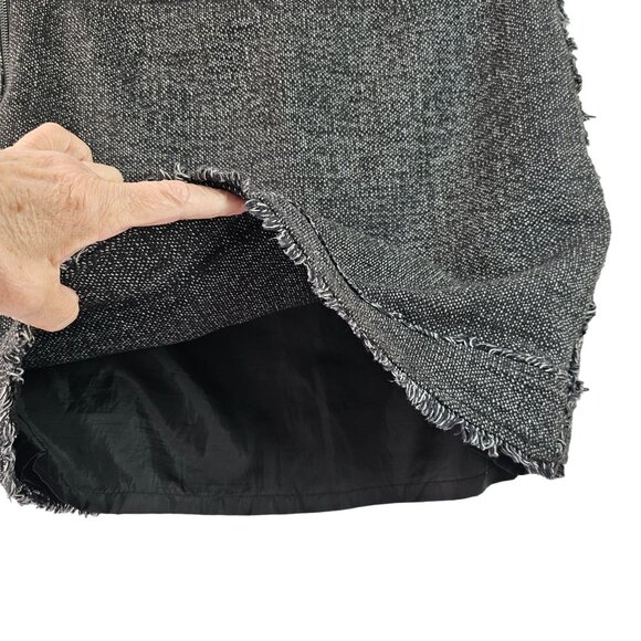 Nine West Black White Tweed Fringe Mini Skirt Sz 4 Cotton Blnd Textured Lined - Picture 8 of 10